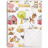 Loyoot Farm Animals Barn Baby Blanket for Boys Girls, Farm Themed Toddler Soft Minky Blanket with Double Layer Dotted Backing, Newborn Nursery Receiving Baby Crib Horse Cow Pig Chicken Dog, 30"x40"