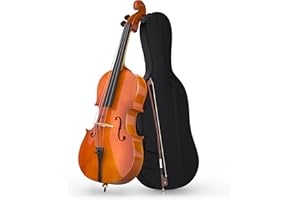 EPOFIT Full Size Cello Kit, Acoustic Cello Instrument for Adults,Students,Beginners,Complete Cello 4/4 Set with Portable Bag, Bow, Rosin, Natural Color