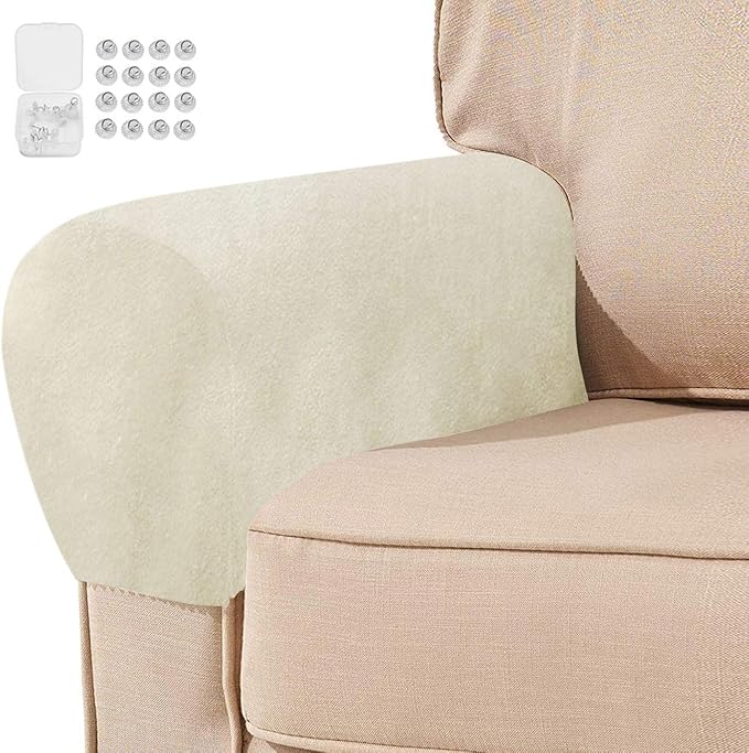 Set of 4 Thick Velvet Stretch Armrest Covers AntiSlip Arm Covers for