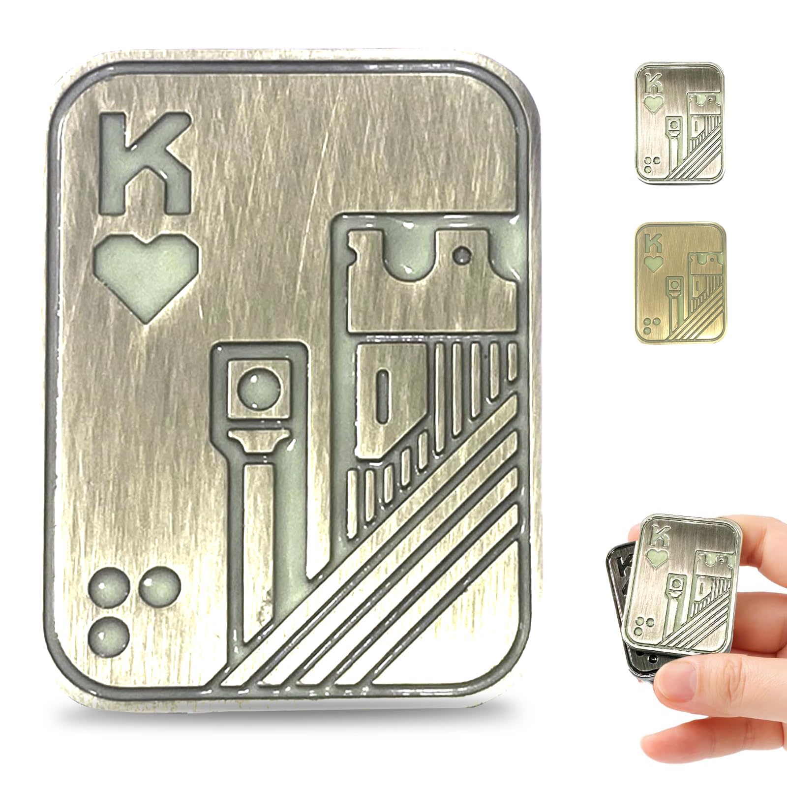 Sunny Power Metal Poker Fidget Toys Adults, Novelty Gag Metal Poker Push Card EDC Fidget Slider, Portable Stress Relief Toy, Magnetic Slider Anxiety Reducer Hand Spinners Gift for Men and Women