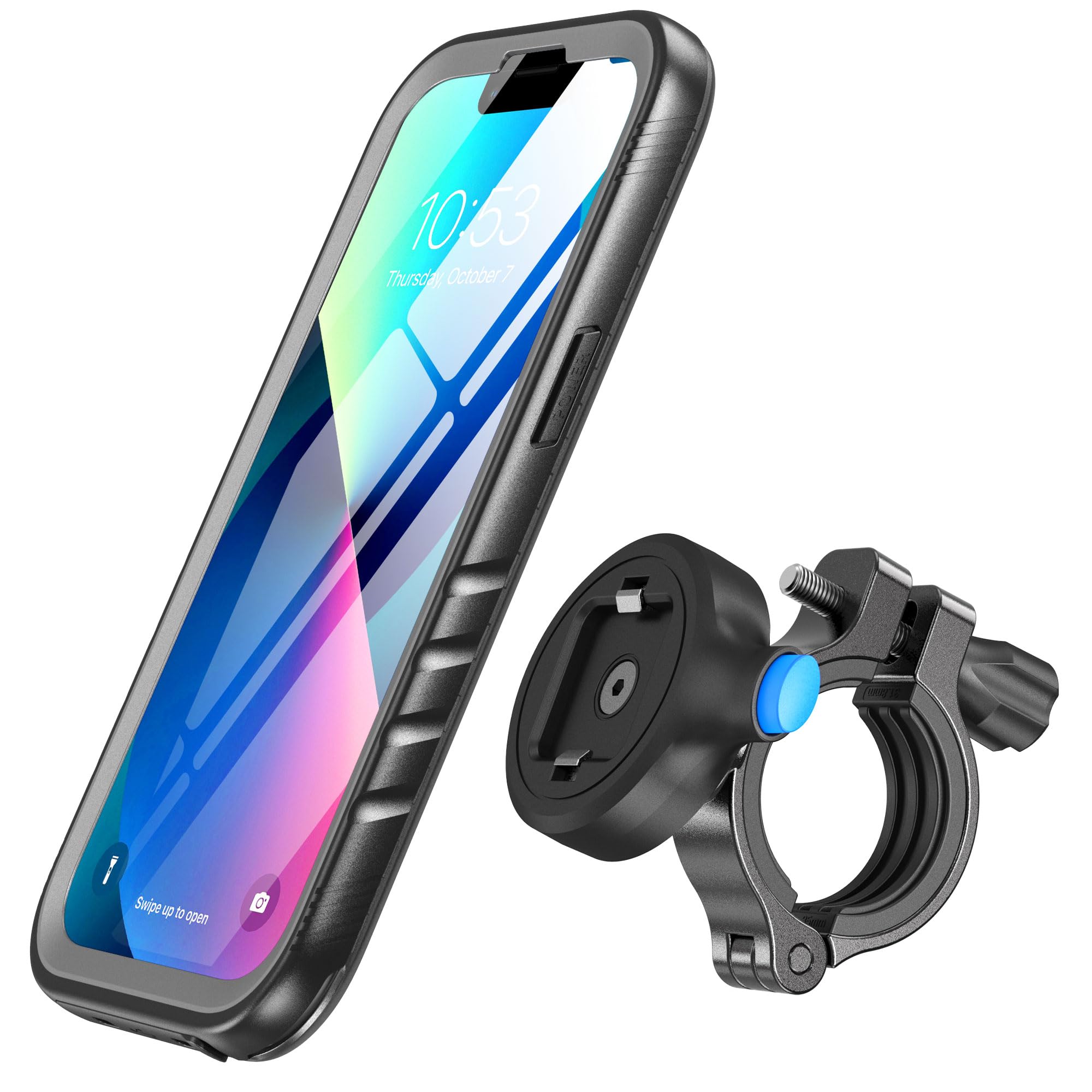 [2-in-1 Combo] SPORTLINK Bike Phone Mount & Waterproof Case for iPhone 13 – Motorcycle Handlebar Holder, 360° Rotatable, Quick Release, Aluminum Frame