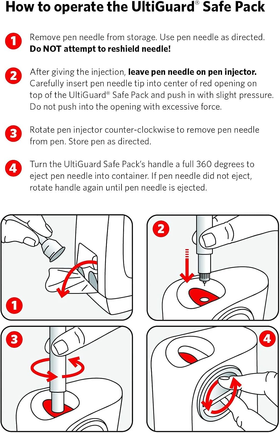 All-in-One UltiGuard Safe Pack Pen Needles and Sharps Container for at-Home Insulin Injections and Safe Needle Disposal, Size: Mini 5mm (3/16”) x 31G, 100 Count: Health & Personal Care