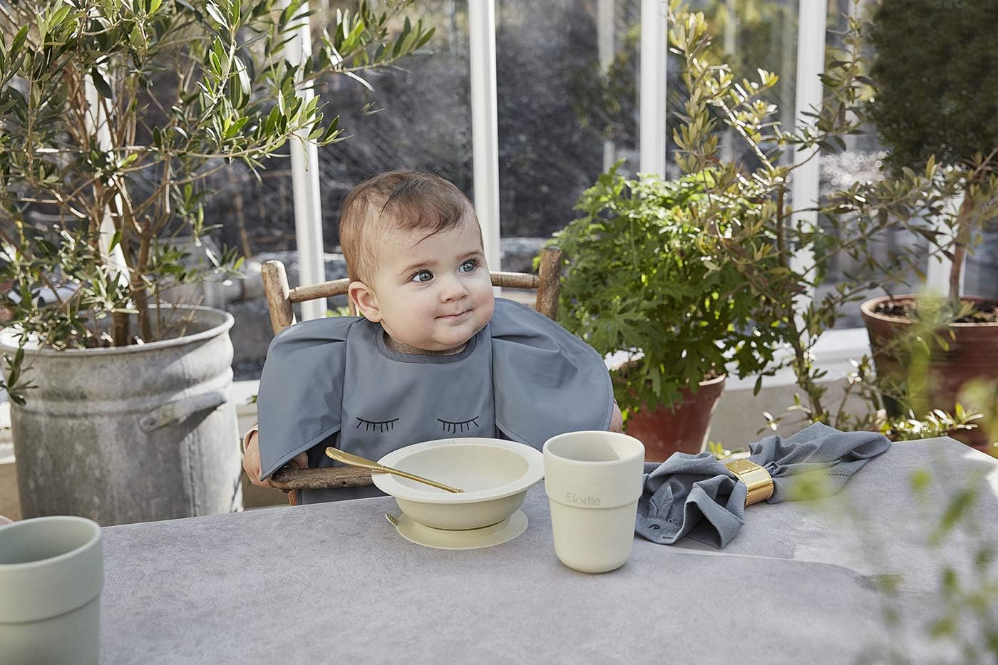 Elodie Details Baby Feeding Bib for Toddlers Waterproof Scandinavian Design - Humble Hugo, Blue - Image 5