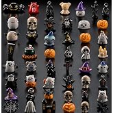 50pcs Halloween Mini Resin Figurines for Crafts Tiny Miniature Figures to Hide Pumpkin Ghost Skull Miniatures Bulk for Halloween Party Favors Table Idoor Bag Fillers Garden Dollhouse Decor
