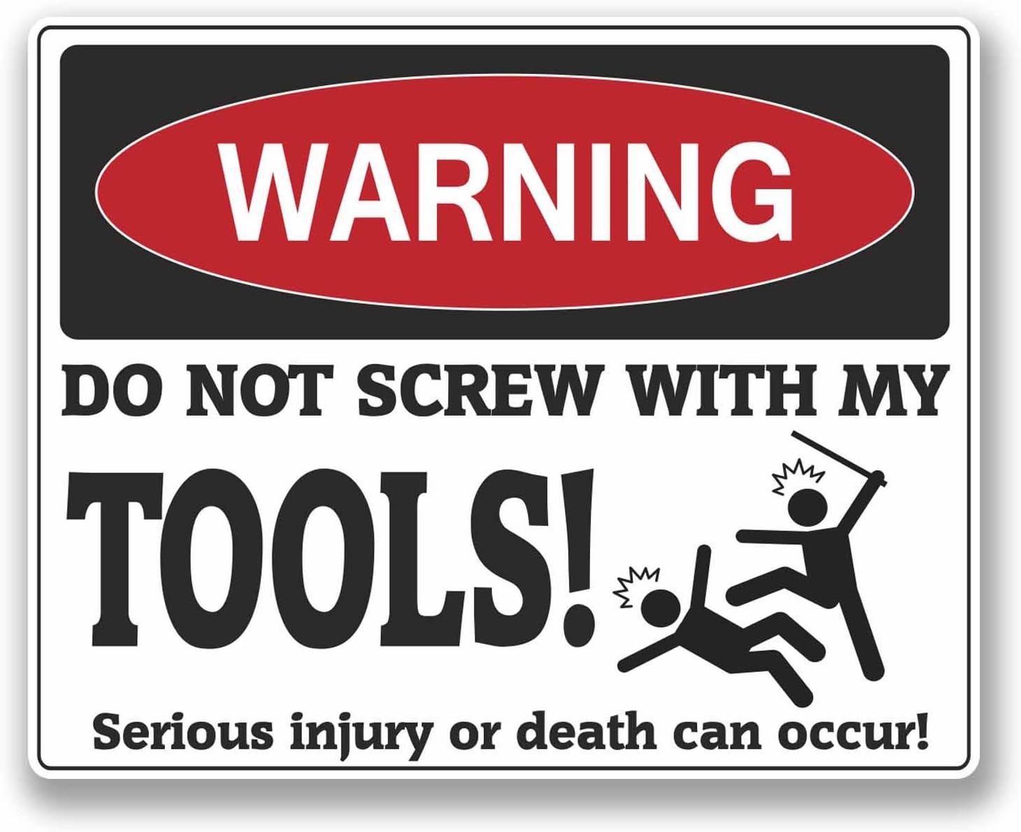 2 x 10cm Funny Warning Vinyl Sticker Decal Tools Tool Box Mechanic