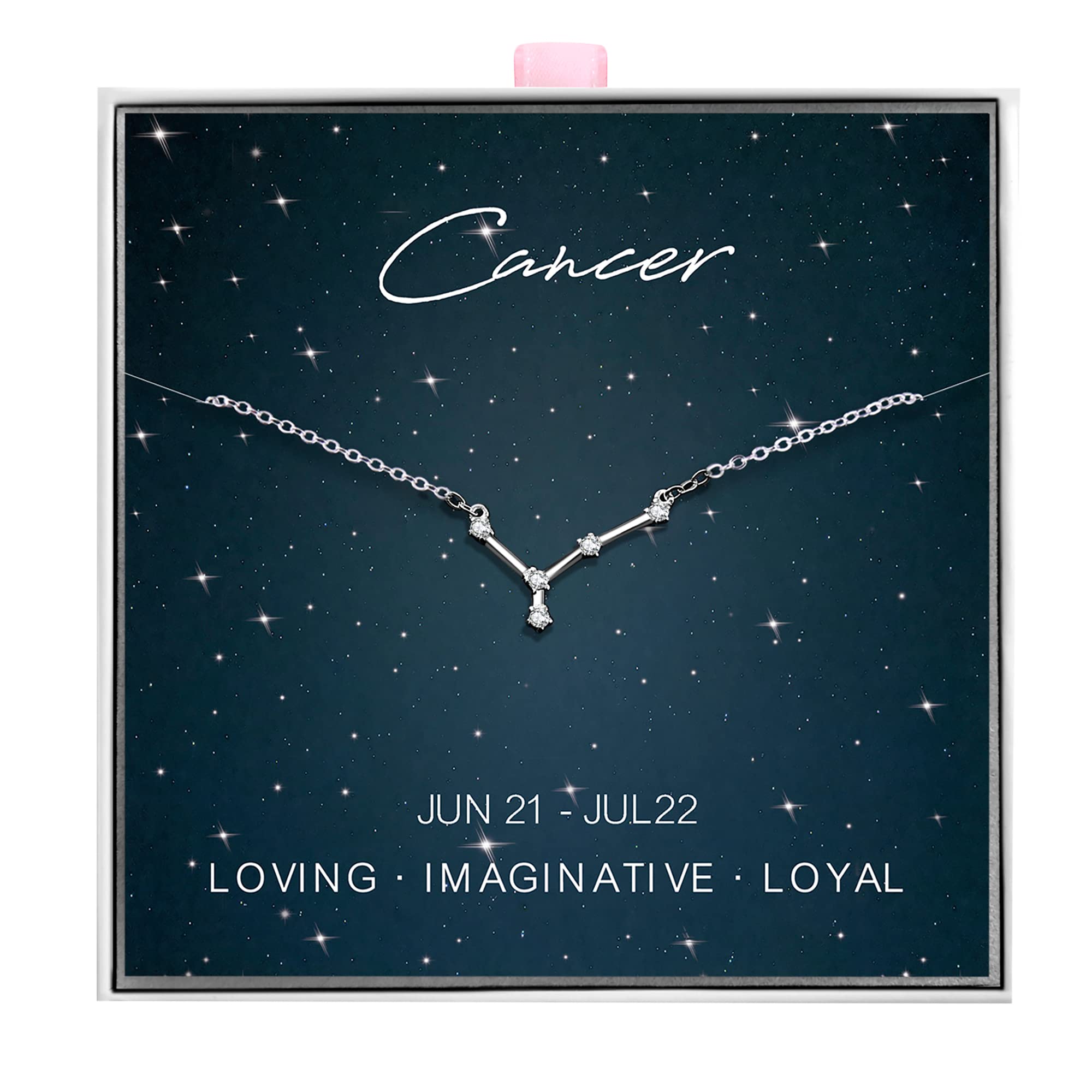 ALoveSoul 925 Sterling Silver Constellation Horoscope Zodiac Cancer Necklace, Gift for Women Girls