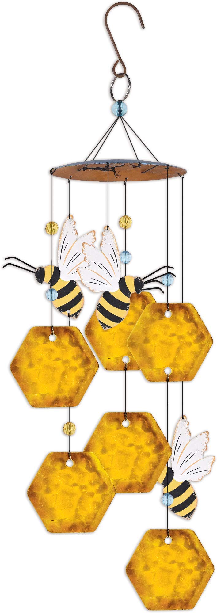 Sunset Vista Designs Wind Chime, Bee Honeycomb, 17-inch Height, 17.75" x 4" x 4"
