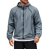 Yousify Mens Lightweight Jacket Full Zip Hooded Reflective Athletic Jacket Unlined Quick-drying Coat for Cycling Outdoor