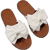 GORGLITTER Women's Bow Knot Flat Sandals Open Toe Slip On Slide Slipper Single Band Flats