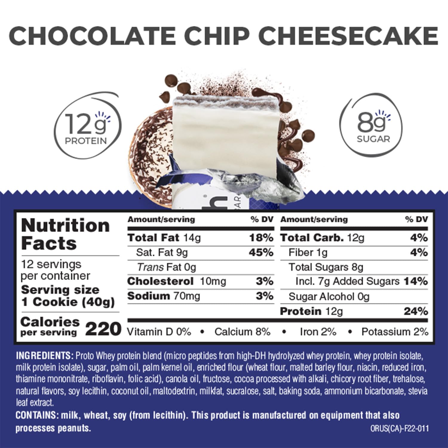 Power Crunch Protein Wafer Bars, High Protein Snacks with Delicious Taste, Chocolate Chip Cheesecake, 1.4 Ounce (12 Count)