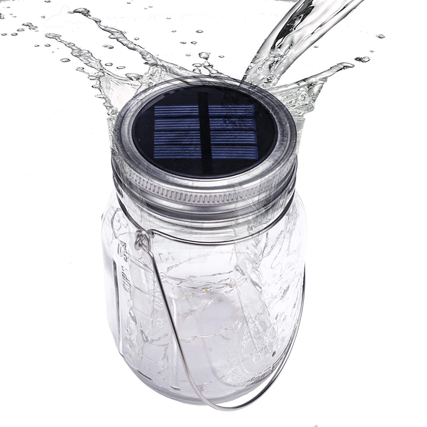 KerKoor Solar Mason Jar Licht, Jar Fee Licht, Wasserdichte Glasgläser Garten Hängeleuchten,LED String Licht für Party, Hochzeitsdekoration, Außen Laterne, Hof,Wand, Tisch, Baum