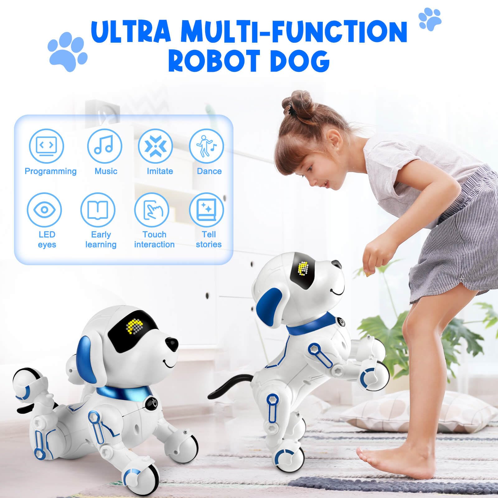 Dolanus Robot Dog for Kids 8-12, Remote Control Smart Robotic Pets That Acts Like a Real Dogs Touch Interactive Walking Talking Barking Toys for Girls Boys Toddler, Gifts for 4 5 6 7 8 12 Years Old