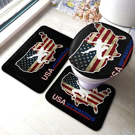 RedBeans rutschfeste Badematte, 3-teiliges Flanell-Badezimmerteppich