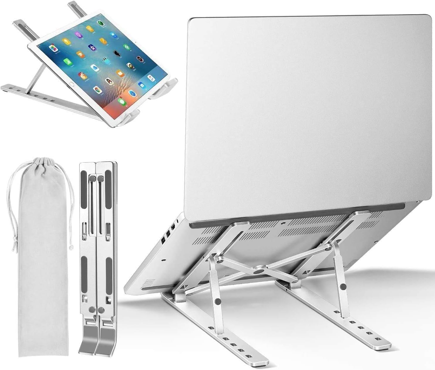 Adjustable Laptop Stand for Desk - Portable Laptop Holder Aluminum Alloy Laptop Mount Compatible with 10-15.6 Inch MacBook PC-Notebook Foldable Riser with 7 Levels Height Adjustment: Electronics