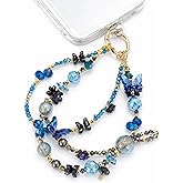 TRBR Floral Double Chain Phone Charm Wrist Strap, Butterfly Lanyard Wristlet, Hands-Free Bracelet Strap for iPhone & More Cases