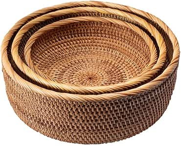 Giow Cesta de Almacenamiento Tejida Hecha a Mano Caja de Almacenamiento