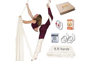 Luceinvita Aerial Yoga Hammock 5.5 Yards Aerial Silks for Home Premium Nylon Silk for Gymnastics Fitness Anti-Gravity Flying Kit Include Hardware