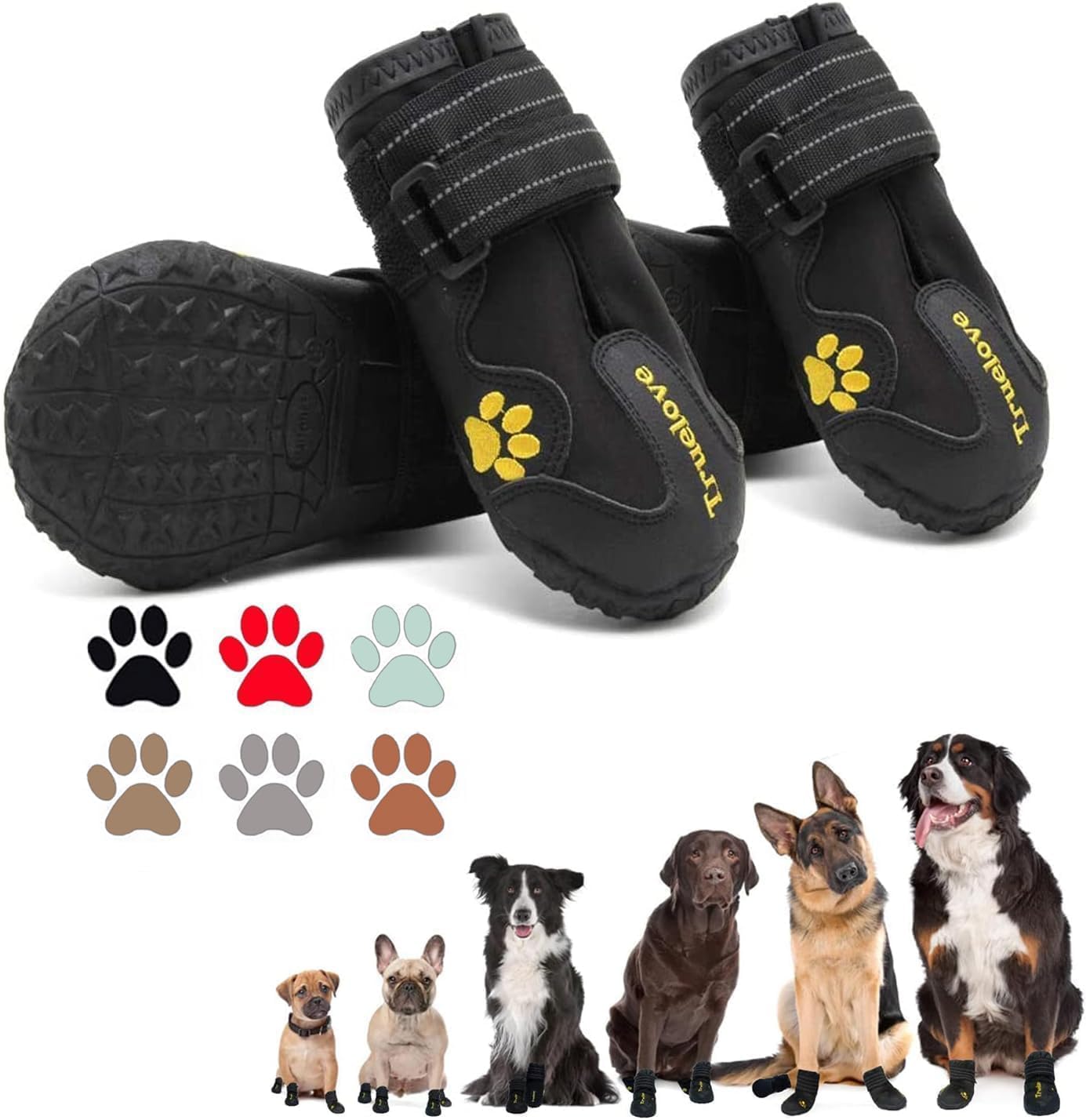 Photo 1 of Expawlorer Dog Shoes for Large Dogs, Dog Shoes for Cold Winter Snow, Hiking Walking, Anti-Slip Rugged Sole,Waterproof Dog Booties for Outdoor Rain Days, All Weather Dog Boots & Paw Protectors (Black)