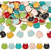 UNICRAFTALE 70Pcs Cat Charm Enamel Kitten Charm 7 Colors Cute Pet Charms Lovely Cat Pendants Bulk Jewelry Charms for Jewelry Making Keychains Bracelets Earrings