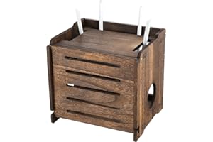 BEARUT Wooden Router Shelf Wall Mount WiFi Router Storage Box Modem Cable Router Cover Organized Power Strip Cable Management Hider Rack Need Assembly 11.4" W x 9.4" H x 9.1" D