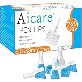 Pen Tips 31G x 8mm, Universal Fit, 100/bx, Comfortable, Extra-Thin