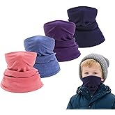 Kids Neck Gaiter – 4 Pack Winter Neck Warmer Soft Protective Kids Scarf Face Cover, Breathable Thermal Gaiter for Skiing, Cycling, Hiking, Snowboarding, Outdoor Face Cover Cold Weather