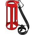 Silicone Case for JBL FLIP 5 Waterproof Portable Bluetooth Speaker, Gel Soft Skin Rubber Cover, Travel Carrying Storage Bag Pouch with Shoulder Strap and Carabiner (Red)