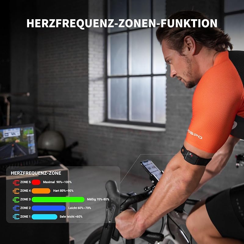 HW9 Herzfrequenzmesser, Bluetooth ANT+ & Sensor LED & Smart HRM pulsuhren IP67 wasserdichte, pulsmesser Armband Kompatibel mit Polar Wahoo Garmin Zwift Elite HRV