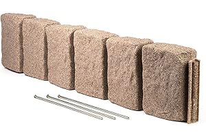 Beuta Sandstone BlockXL Garden Edging - 9.5 Inches Tall, Weedwacker Safe, Natural Stone Appearance, Fade, Rust, and Corrosion Resistant, Includes Three Anchoring Spikes. Easy Install 1pk - 4 ft