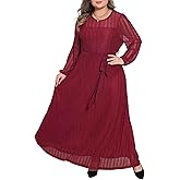Agnes Orinda Plus Size Women's Sparkly Formal Dress Mesh Maxi Crewneck Cocktail Evening Gown Wedding Guest with Belt