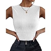 Zeagoo Women's High Neck Tank Top 2026 Summer Casual Ribbed Knit Slim Fitted Basic Textured Sleeveless Shirts