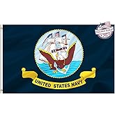 Mosprovie Navy Flag 3x5 Outdoor Double Sided Heavy Duty 3ply United States Navy Seal Flags Super Durable USN Flags 4 Rows Stitched Edge Canvas Header with 2 Brass Grommets Vivid Color