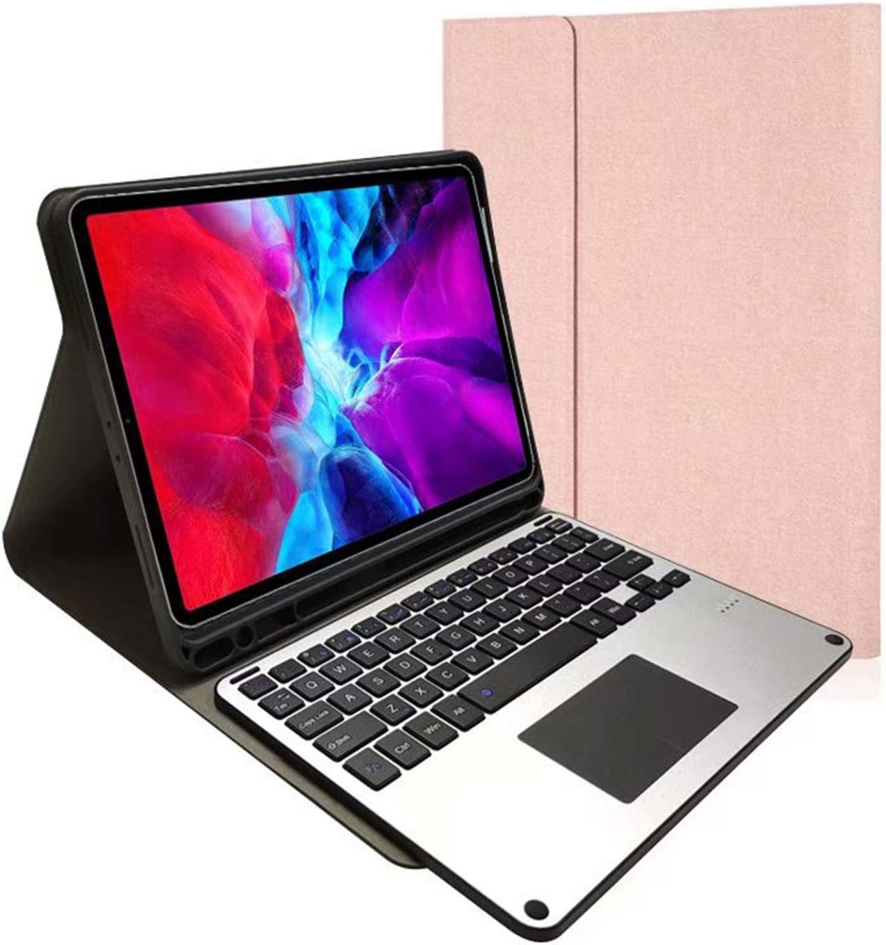 Protective Shell Case for New iPad Pro 11" 2020 Ultra Lightweight PU Leather Tablet Keyboard Shell with Touchpad Features for 11.0 inch iPad Pro 2nd Generation Models (Rose Gold)