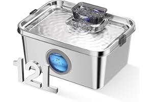 PETIMI Dog Water Fountain, 3 Gallons Stainless Steel Dog & Cat Water Fountain, Large Pet Water Fountain for Multiple Pets, Ultra Silent, Wide Mouth, Safety Lock, 3 Filters Included, Smart Water Pump