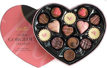 Martins Chocolatier Chocolats De Luxe Dans Une Boite En Forme De Coeur Coffret Cadeau De Chocolat Luxeuex Rose Amazon Fr Epicerie