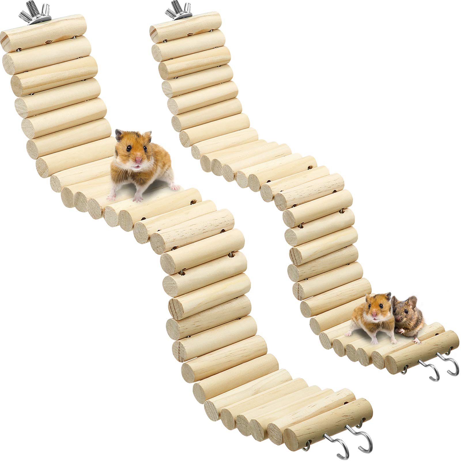 Sumind Wooden Pet Ladder Bridge 2 Pieces Soft Animal Bridge (Wooden Color)