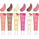 KIMUSE 6 Pcs Tinted Lip Butter Hydration Balm Set, 6 Flavored Shades Hydrating Plumping Gloss with Hyaluronic Acid & Vitamin E, Sheer Tint, Non-Sticky | Vegan Lip Care Makeup for Dry Lips & Daily
