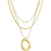 ISELBDR Layered Gold Necklaces for Women,18K Real Gold Plated Trendy Circle Pendant Necklace, Stackable Stack Chain Necklace Jewelry Set Gifts for Birthday Valentine's, Mother's Day & Christmas