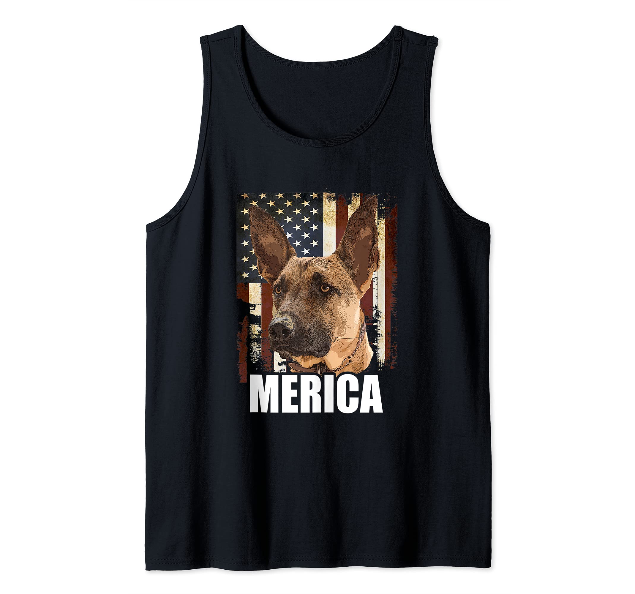 Maligator Belgian Malinois Dog USA America Flag Patriotic Tank Top