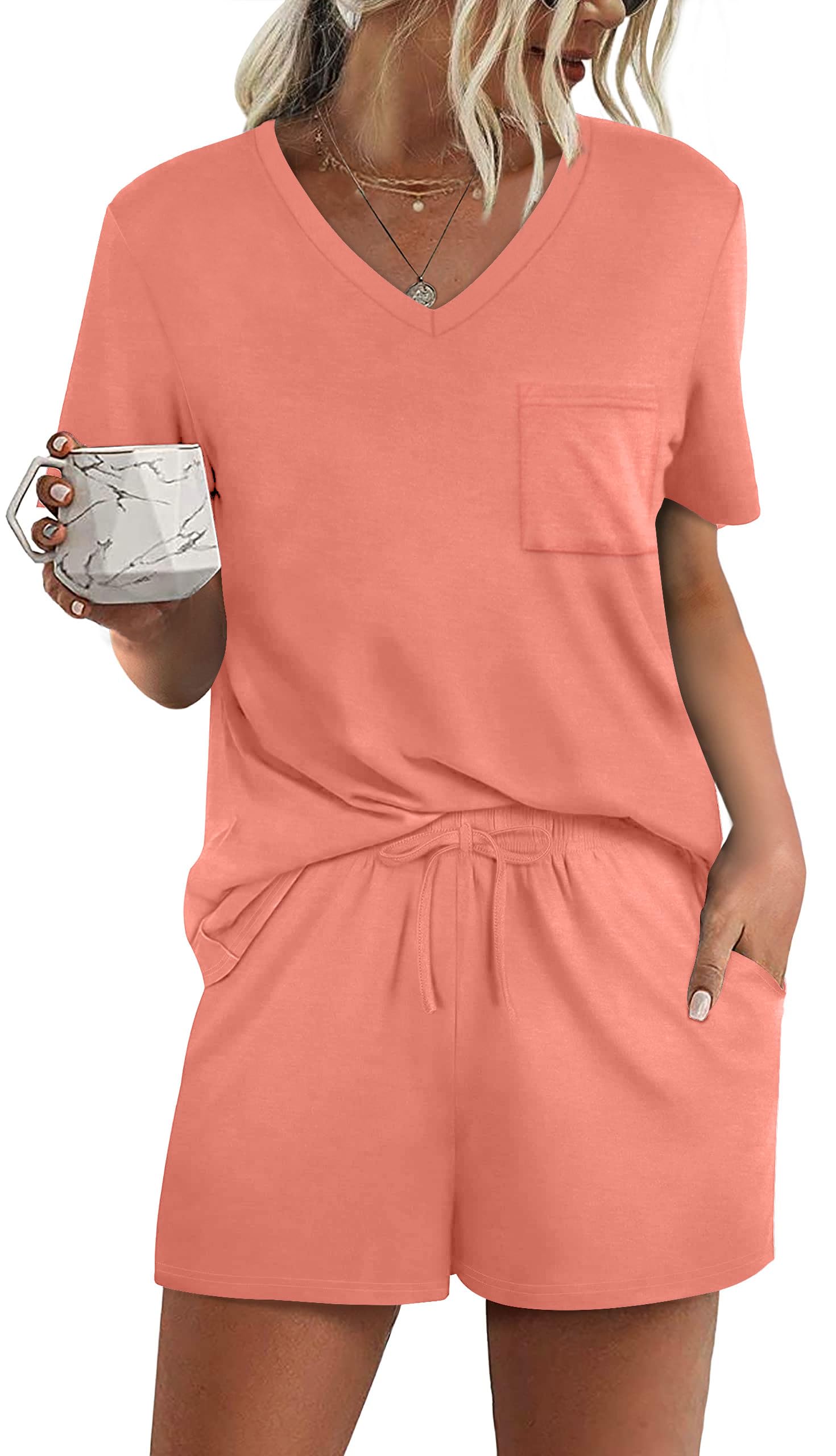 RUBZOOF Women's Short Sleeve Pajama Sets with