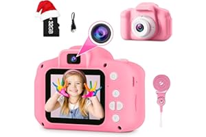 GKTZ Toys for Girls Age 3-8, Kids Camera Digital Video Toddler Camera Children Camcorder Birthday Gifts for 3 4 5 6 7 8 Year Old Girls with 32GB SD Card (Pink)