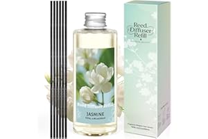 STRN Jasmine Reed Diffuser Oil Refill 200ml Long-Lasting Aromatherapy, Natural Fragrance Liquid with Eco-Friendly Bottle for 