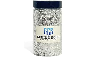 Silver Leaf Flakes, 10 Grams -Gold Paper-Gold Leaves for Crafts-Gold Foil Flakes-Gold Leaf for Resin-Foil Craft Sheets-Gold F