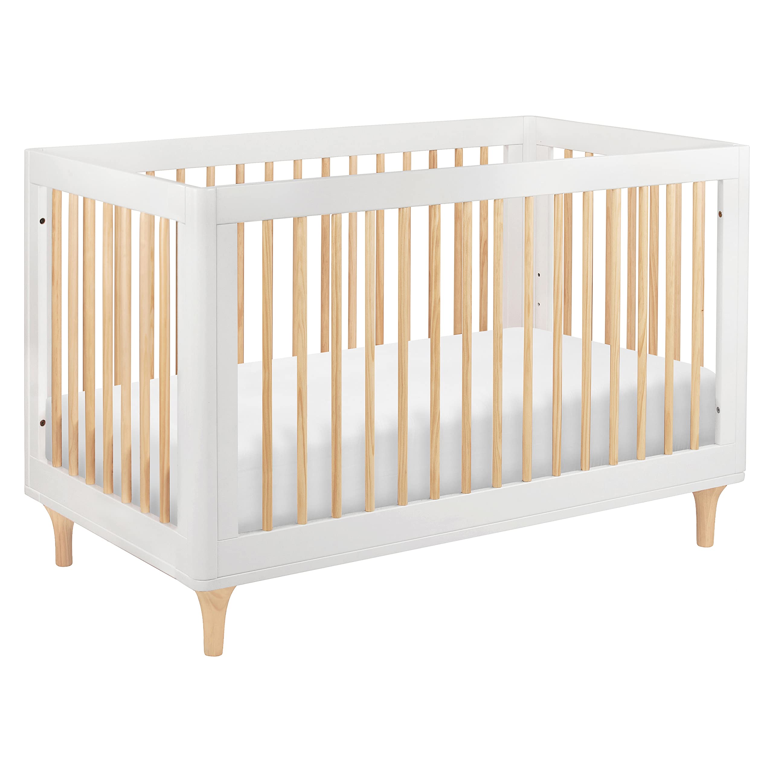 Photo 1 of Babyletto Lolly 3-in-1 Convertible Crib with Toddler Bed Conversion Kit in White and Natural, Greenguard Gold Certified