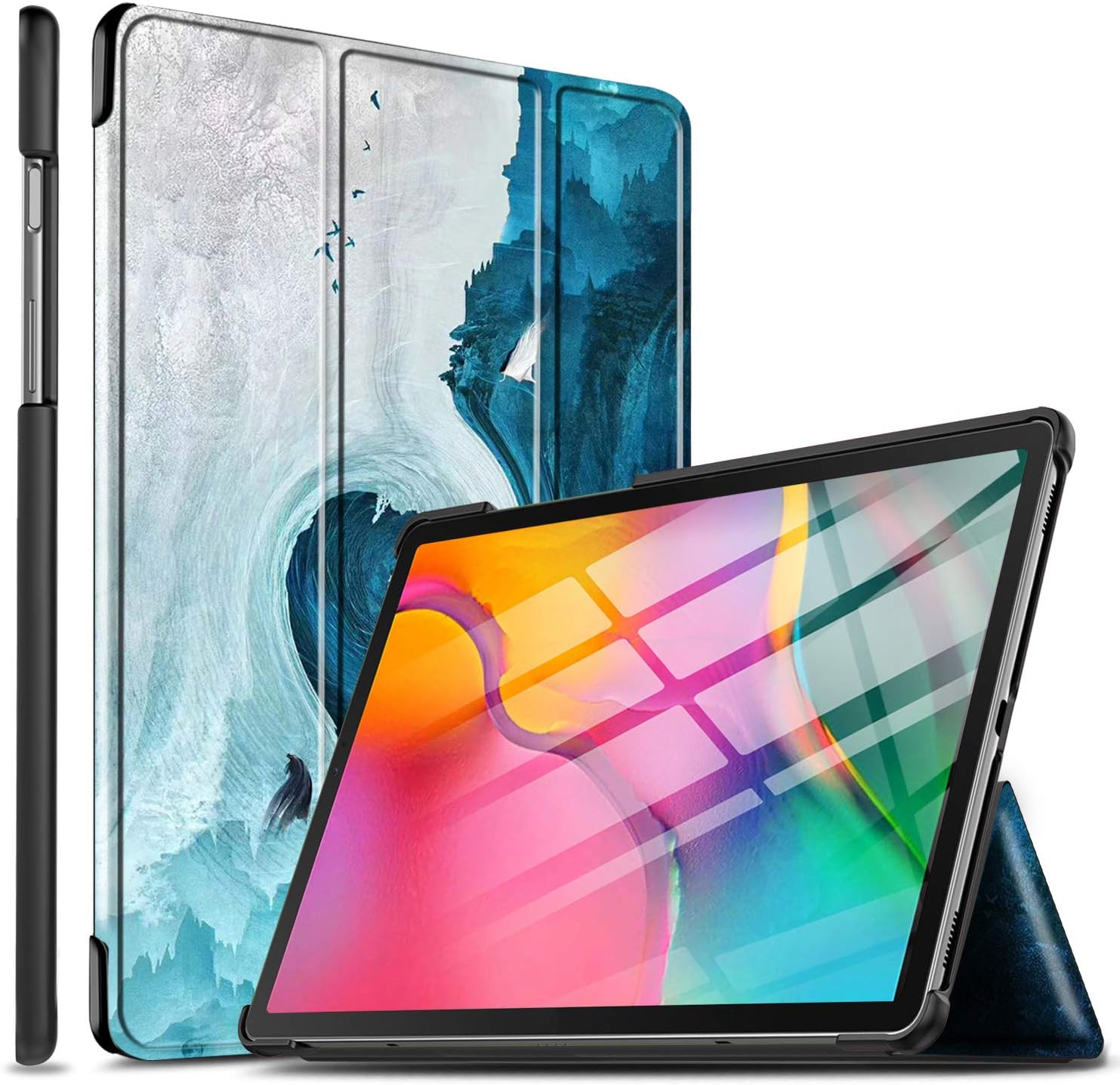 ELTD Case for Samsung Galaxy TAB A T510/T515 2019,Flip Premium Slim light Shell Protective Cover Case for Samsung Galaxy TAB A T510/T515 10.1 Inch 2019 Tablet (Arctic)