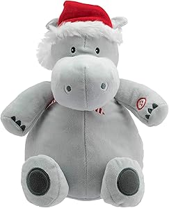Hallmark 6MJC2854 Plush Stuffed Hippopotamus with Sound, Christmas Themed Stuffed Animal, Grey