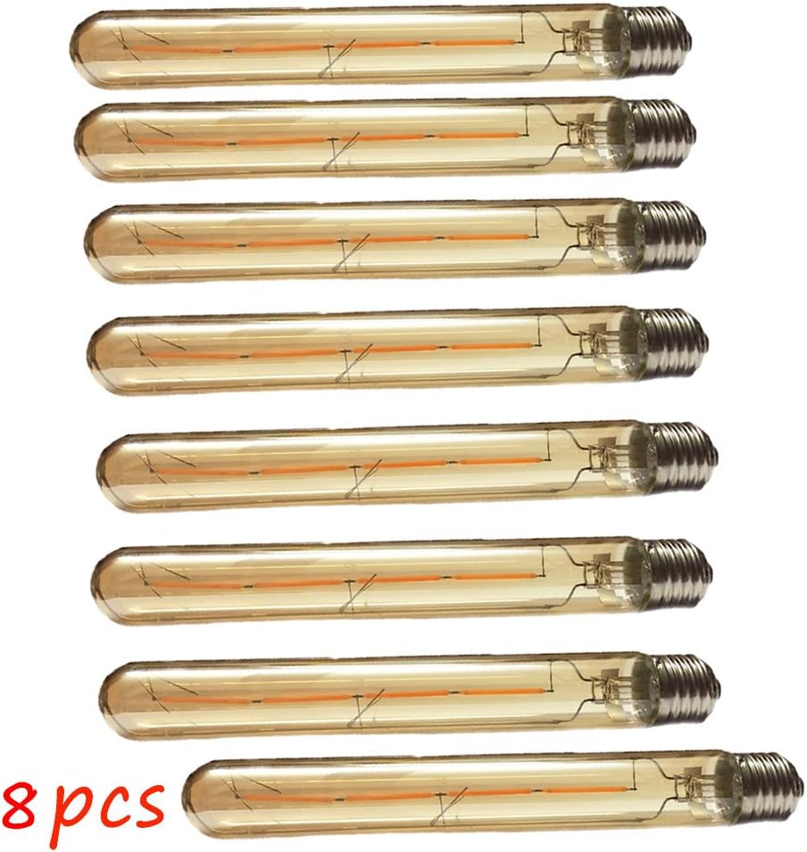 8-pack WULUN T30 Long Tube Wire Filament Vintage Light Bulb E27 4W,Replace 40W halogen white light bulb,Non-Dimmable,220-240V AC ,400LM