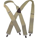 1 1/2" Wide Classic Series Holdups Suspenders for Men in X-back style w/USA Patented No-slip® Silver Clips