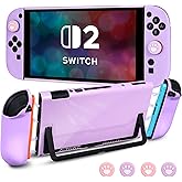 DLseego Protective Hard Case for Nintendo Switch 2 2025, Slim Soft Grip Cover for Joy Con, Detachable JoyCon Controller Protectors-Shockproof & Scratch-Resistant Console Shell, 4 Thumb Grips - Purple