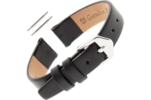 Gilden Ladies 6-14mm Classic Calfskin Flat Black Leather Watch Band F60